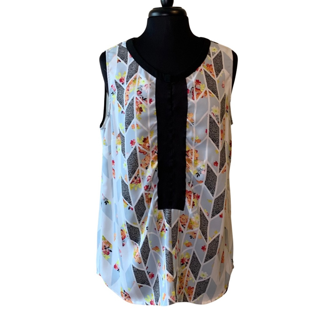 CABI Floral Blouse Sleeveless Large Lightweight